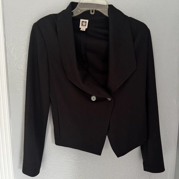 Anne Klein Women's Black Blazer Jacket Collar 2 Button Size Small - Picture 1 of 4